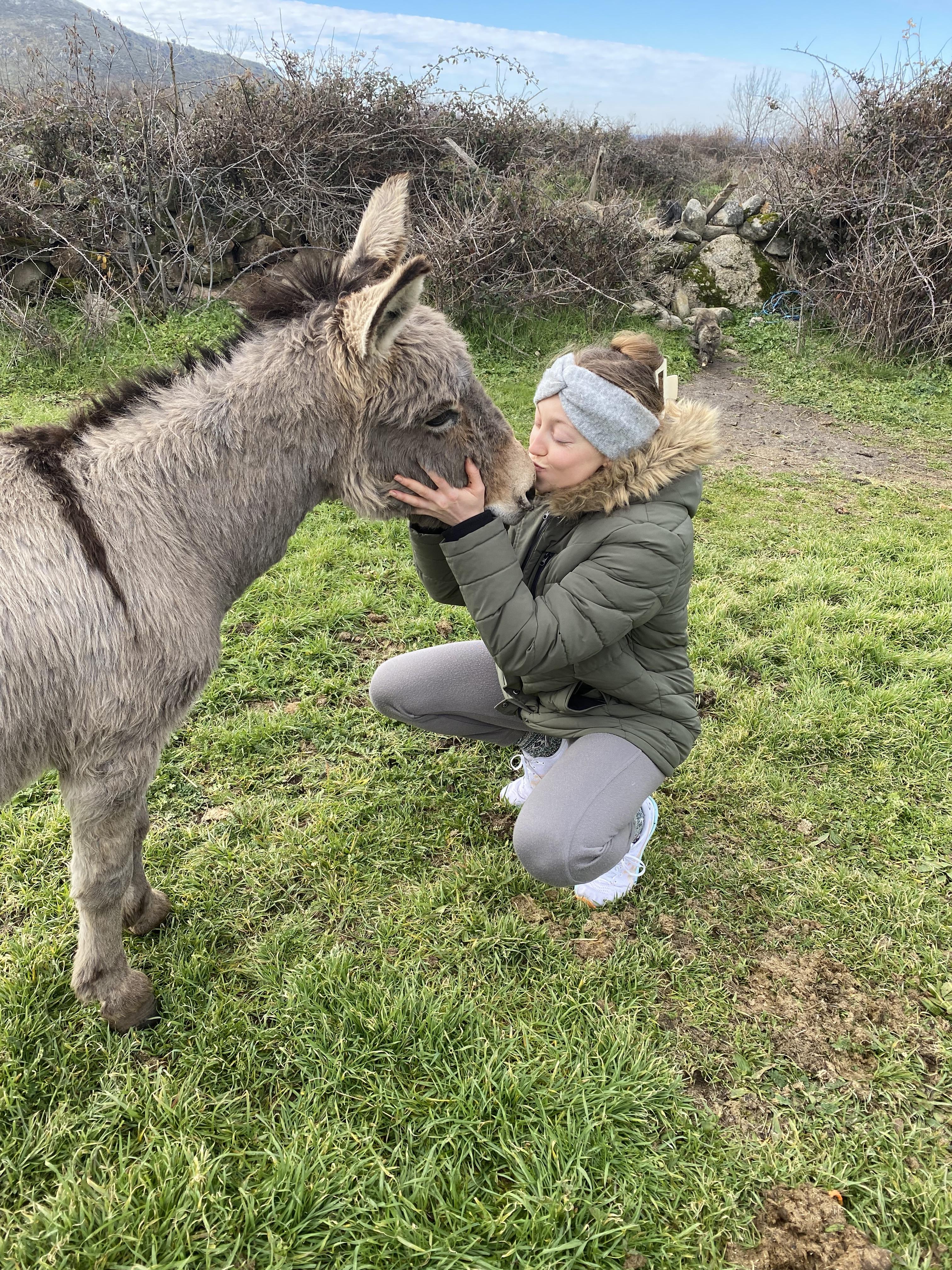VetDecks founder with a donkey